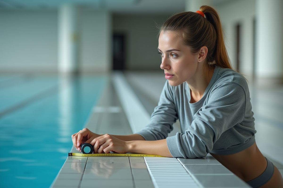 Femme vérifiant la profondeur d
